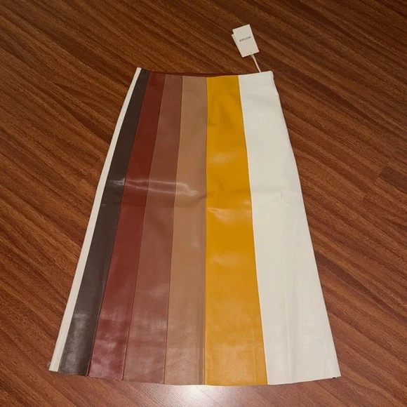 NWT MOTHER The Bits And Pieces Skirt Faux Leather Multicolored Size M 70s - Picture 5 of 15